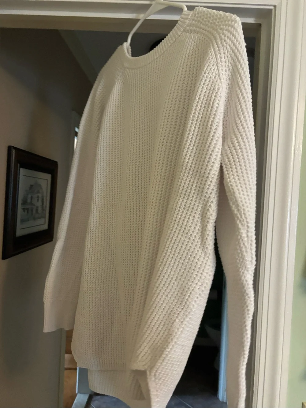 Men's White Knit Sweater - Classic Crewneck